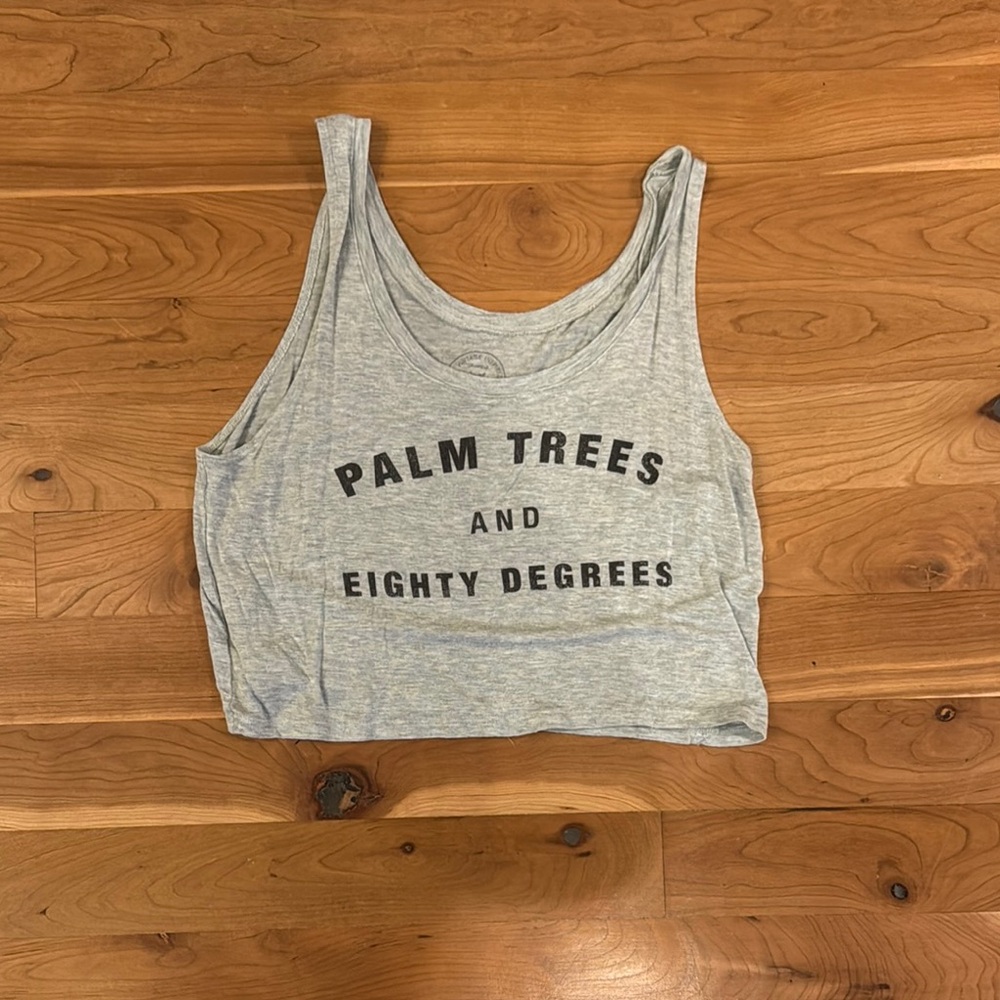Casual Gray Graphic Half Tank Top